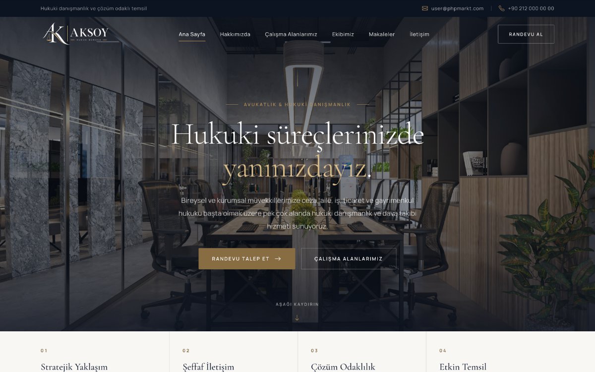 Hukuk ve Danışmanlık arayüz örneği